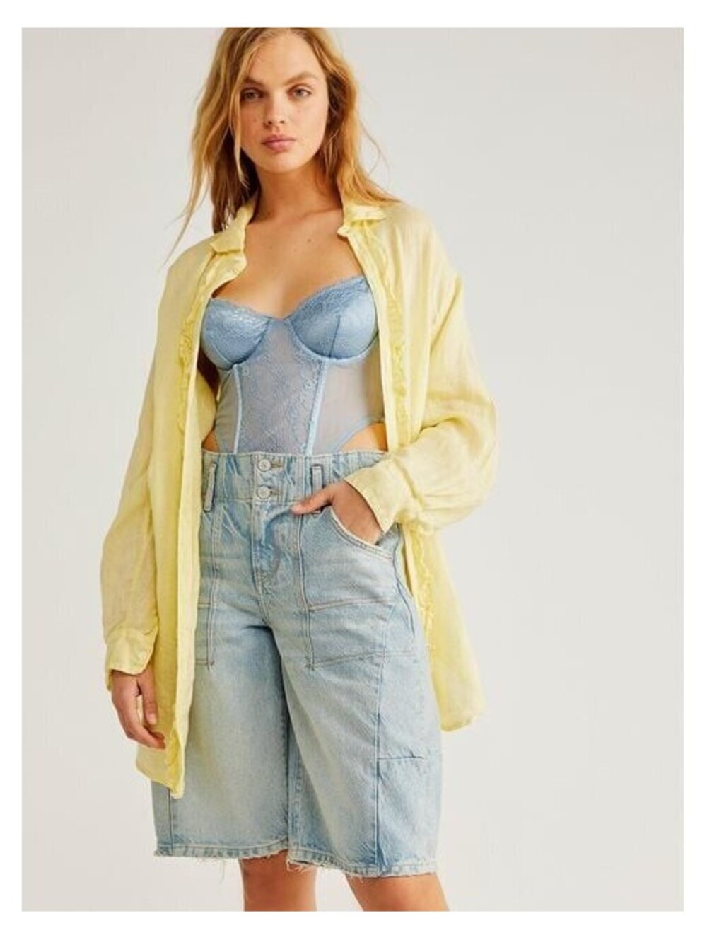 New CP Shades Solid Ruffle Linen Shirt Size Small